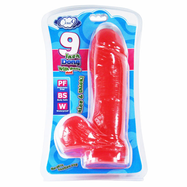 Cloud 9 - Thick Dong with Balls & Suction Red 9 inch