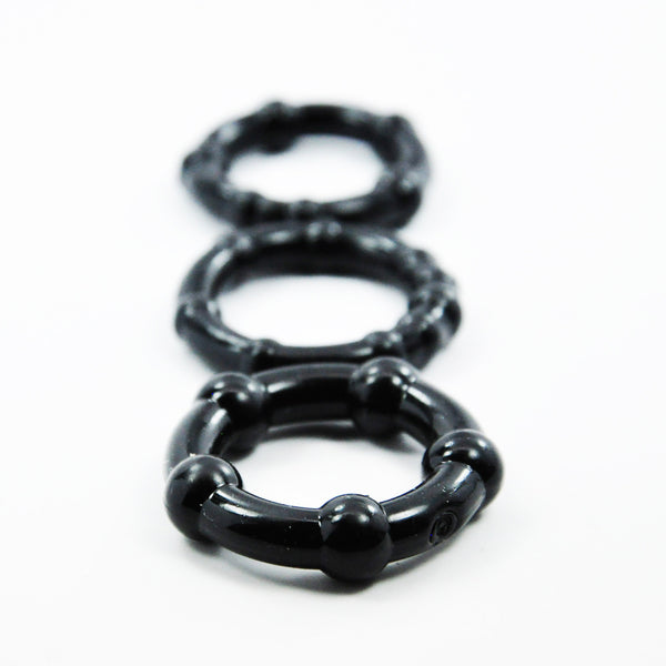 Cloud 9 - Cockring Combo Beaded Black