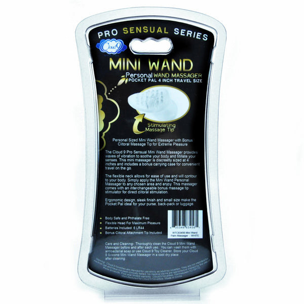 Cloud 9 - Pro Sensual Mini Wand with Bonus Tip & Travel Pouch White