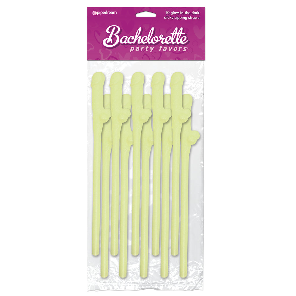 Pipe Dreams Bachelorette Party Favors Dicky Sipping Straws Glow In the Dark 10pc.