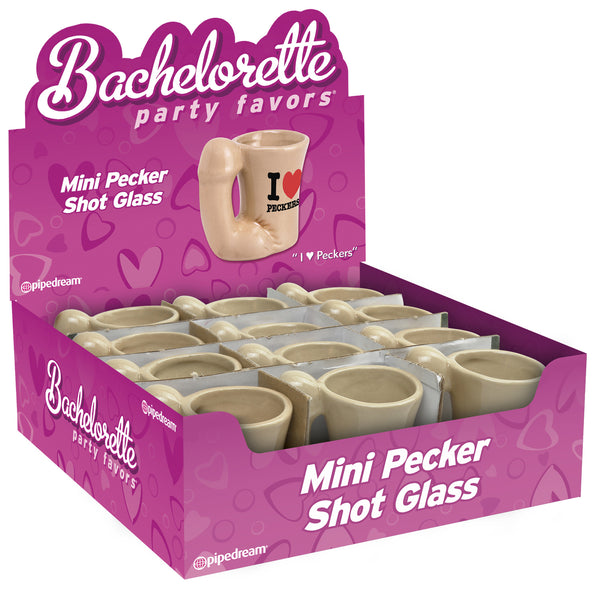 Pipe Dreams Bachelorette Party Favors Mini Pecker Shot Glass Display of 12
