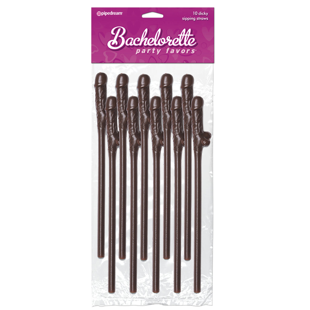 Pipe Dreams Bachelorette Party Favors Dicky Sipping Straws Brown 10pc.