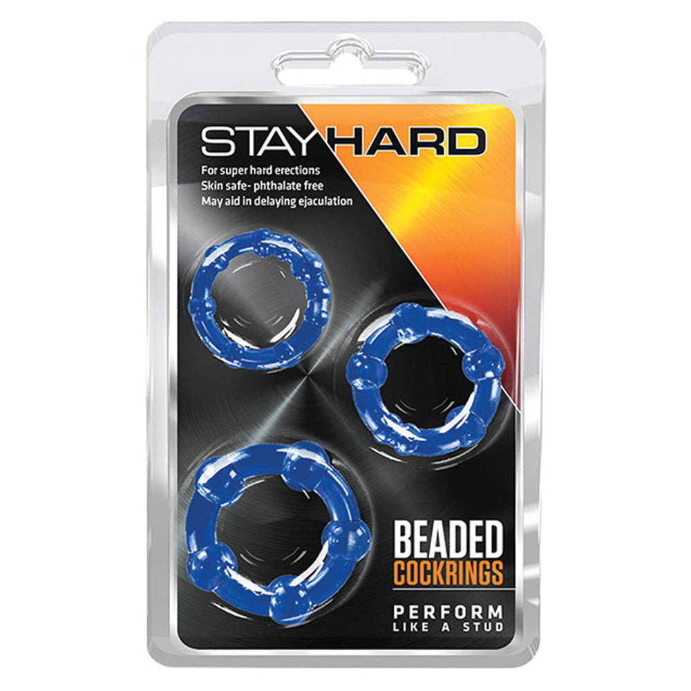 Stay Hard Beaded Cockrings 3pc Set Blue