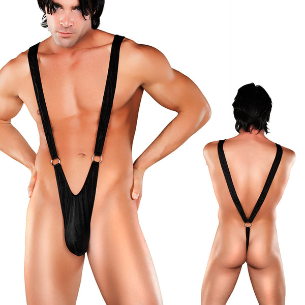 Male Power Nylon Lycra Sling with Rings Black L/XL