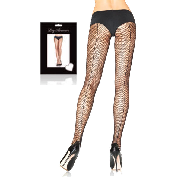 Fishnet with Backseam Pantyhose O/S Black