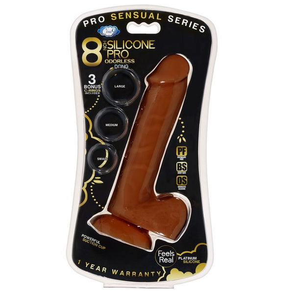 Cloud 9 - Pro Sensual Premium Silicone Dong W/ 3 C Rings Brown 8 inch