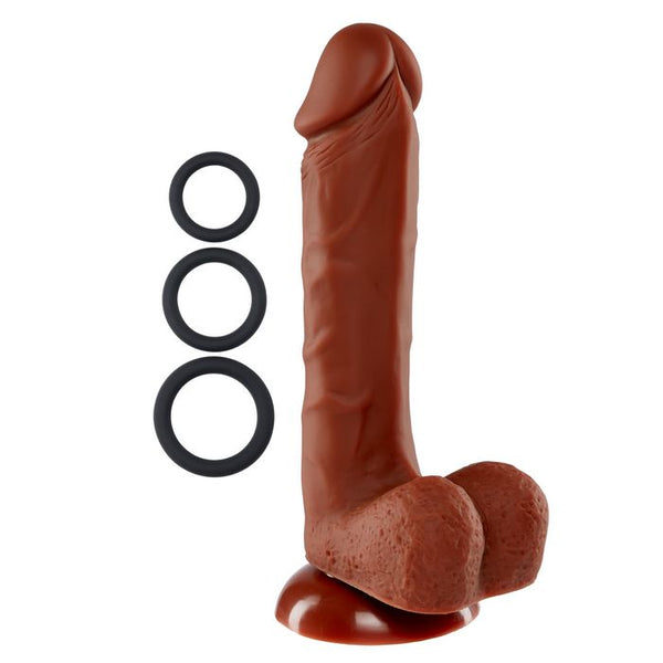 Cloud 9 - Pro Sensual Premium Silicone Dong W/ 3 C Rings Brown 8 inch