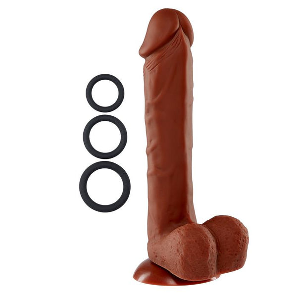 Cloud 9 - Pro Sensual Premium Silicone Dong W/ 3 C Rings Brown 9 inch
