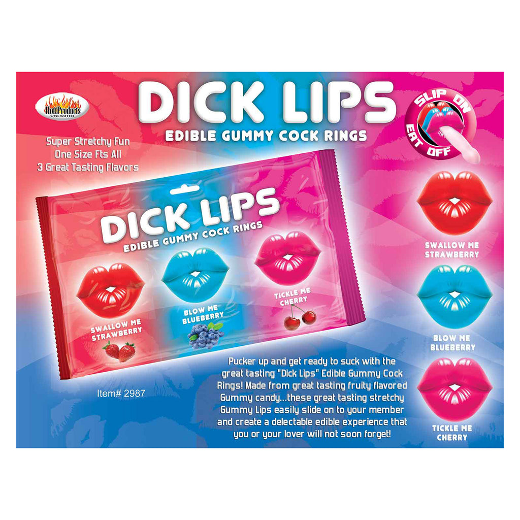 Dick Lips Gummy Cock Rings 3pk