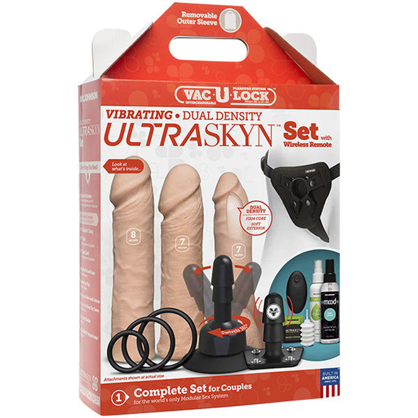 Vac-U-Lock - Vibrating Dual Density Ultraskyn Set With Wireless Remote