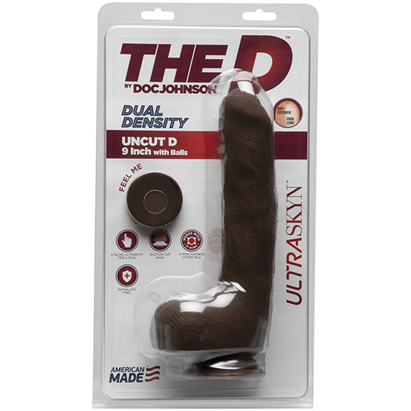 The D - Uncut D - 9 Inch With Balls - Ultraskyn - Chocolate