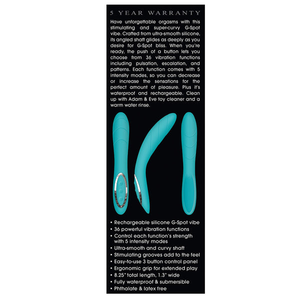 Adam & Eve G Gasm Curve Rechargeable Vibrator - Teal