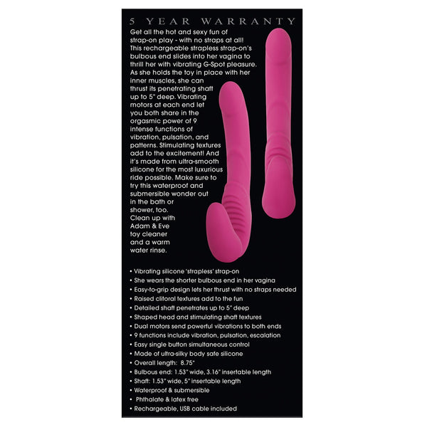 Adam & Eve Eve's Vibrating Strapless Strap On - Pink