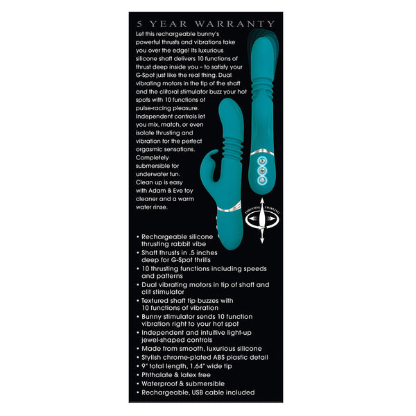 Adam & Eve Eve's Rechargeable Thrusting Rabbit - Green
