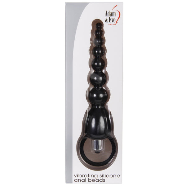 Adam & Eve Vibrating Silicone Anal Beads - Black