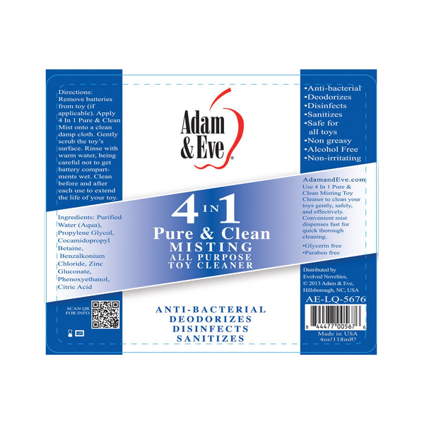 Adam & Eve 4 In 1 Pure & Clean Foaming Cleaner - 4oz