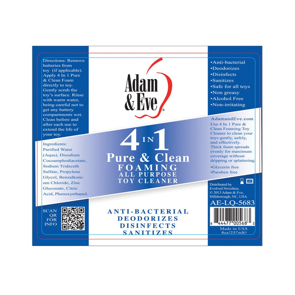 Adam & Eve 4 In 1 Pure & Clean Foaming Cleaner - 8oz
