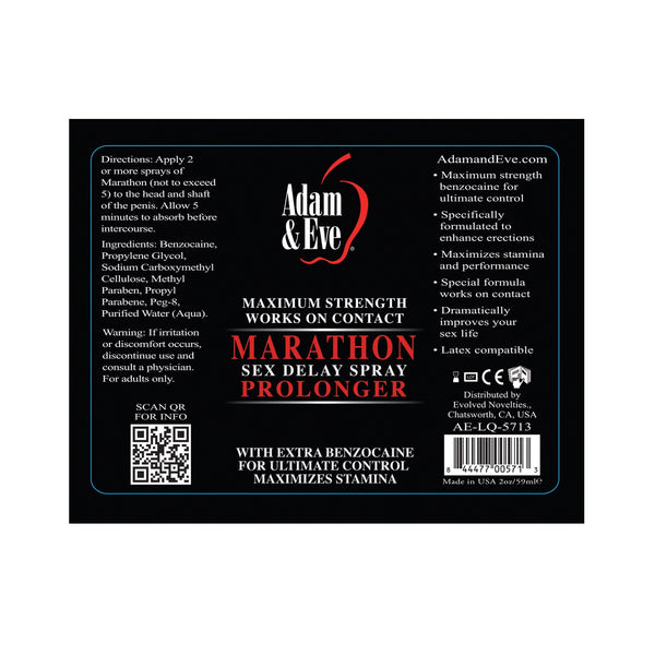 Adam & Eve Marathon Sex Delay Spray Maximum Strength - 2oz