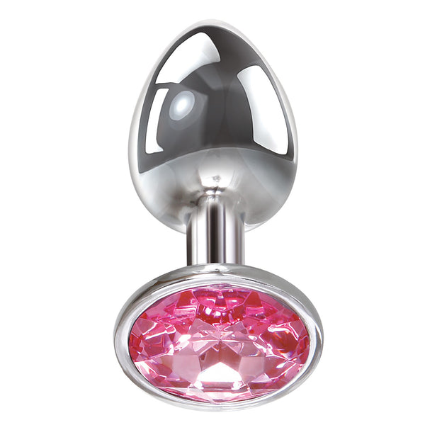 Adam & Eve Pink Gem Anal Plug Small - Silver/Pink