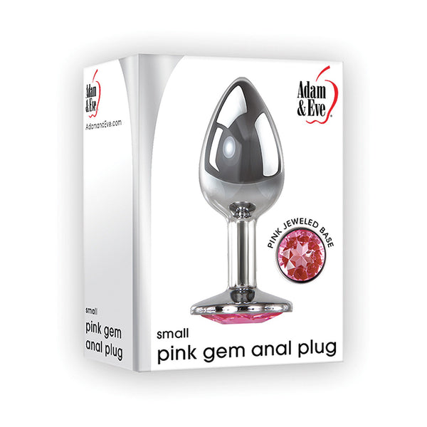 Adam & Eve Pink Gem Anal Plug Small - Silver/Pink