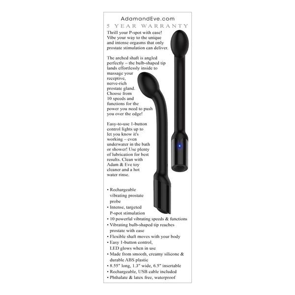 Adam & Eve's Adam's Rechargeable Prostate Probe - Black