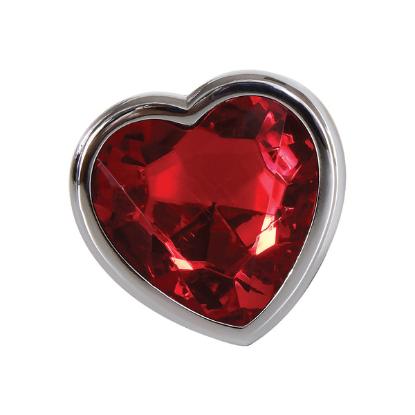 Adam & Eve Red Heart Gem Anal Plug - Small Red/Chrome