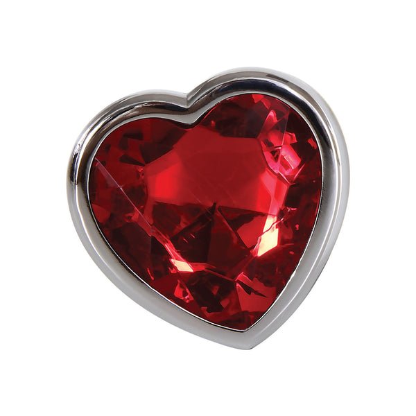 Adam & Eve Red Heart Gem Anal Plug - Medium Red/Chrome