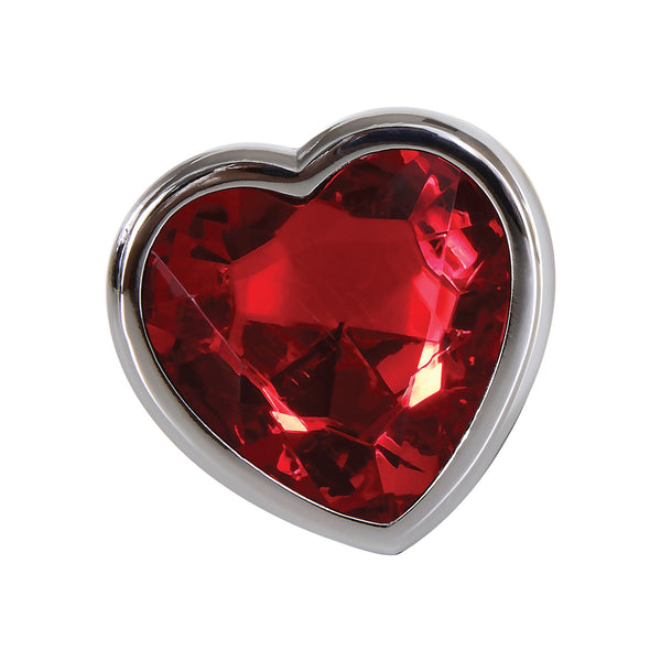 Adam & Eve Red Heart Gem Anal Plug - Large Red/Chrome