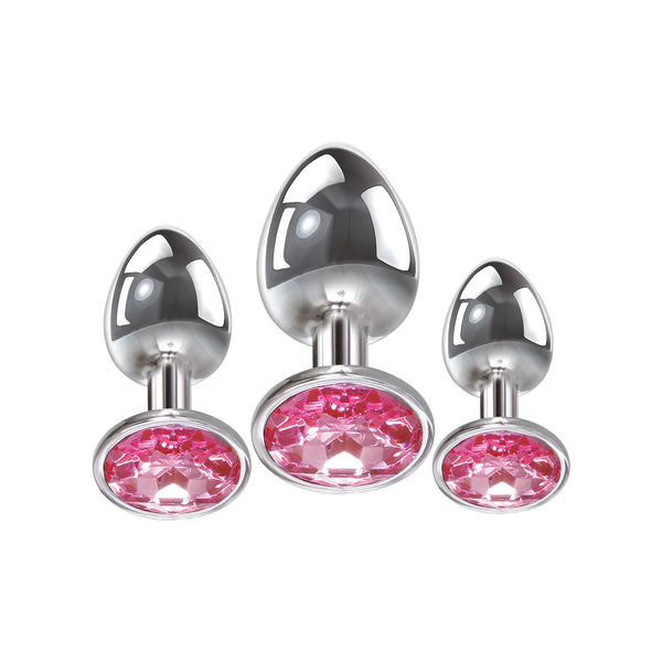 Adam & Eve Pink Heart Gem Anal Plug Set