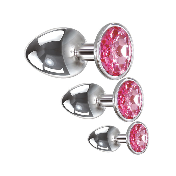 Adam & Eve Pink Heart Gem Anal Plug Set