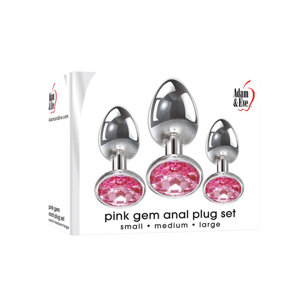 Adam & Eve Pink Heart Gem Anal Plug Set