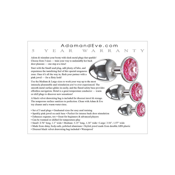 Adam & Eve Pink Heart Gem Anal Plug Set