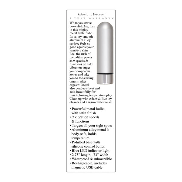 Adam & Eve Eve's Rechargeable Silver Metal Bullet
