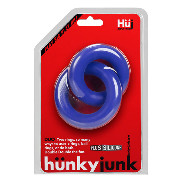 Hunkyjunk Duo Linked Cock Ball Rings - Cobalt