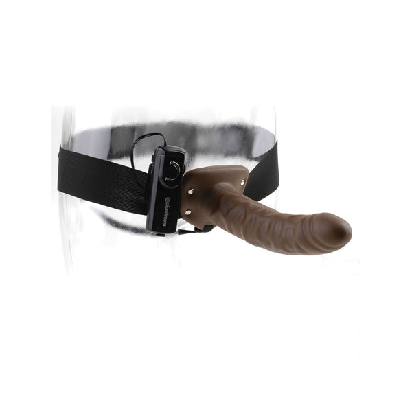 Fetish Fantasy Series 8-Inch Vibrating  Hollow Strap-on - Brown