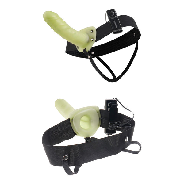 Fetish Fantasy Series for Him or Her Vibrating Hollow Strap-on - Glow in the Dark