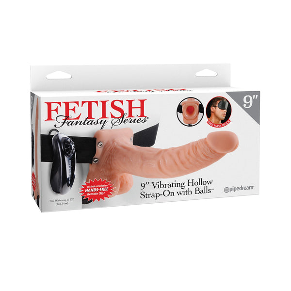 Fetish Fantasy Series 9 Inch Vibrating Hollow Strap-on With Balls - Flesh