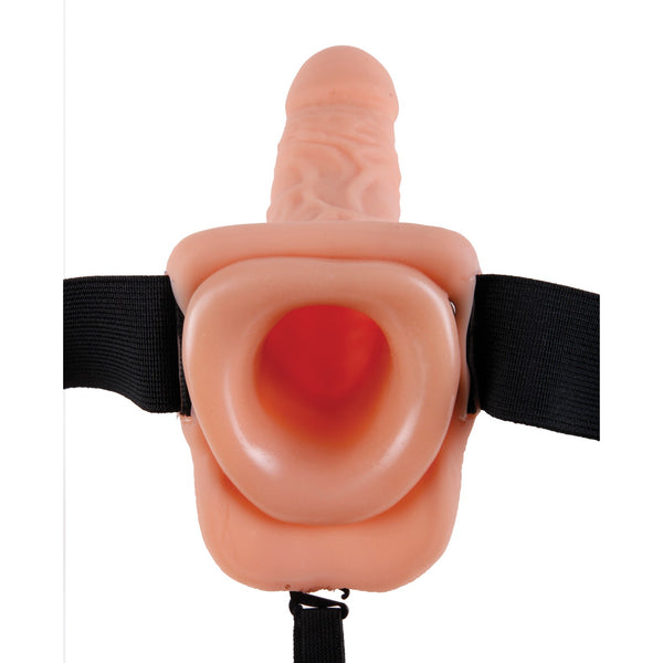 Fetish Fantasy Series 9 Inch Vibrating Hollow Strap-on With Balls - Flesh