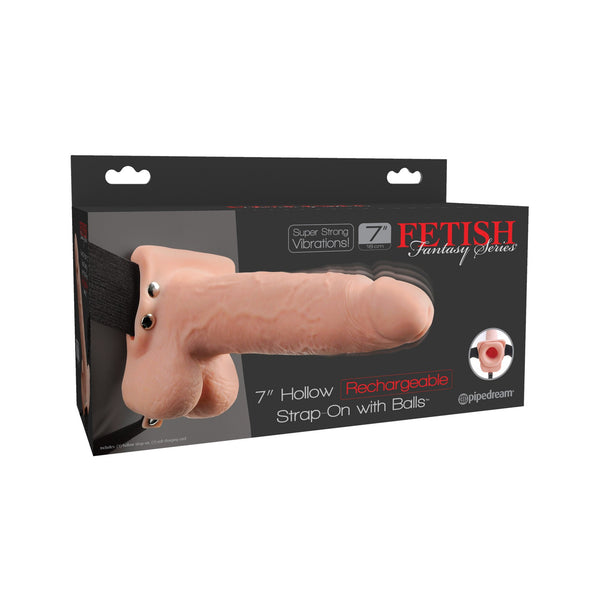 Fetish Fantasy Series 7" Hollow Rechargeable Strap-on With Balls - Flesh