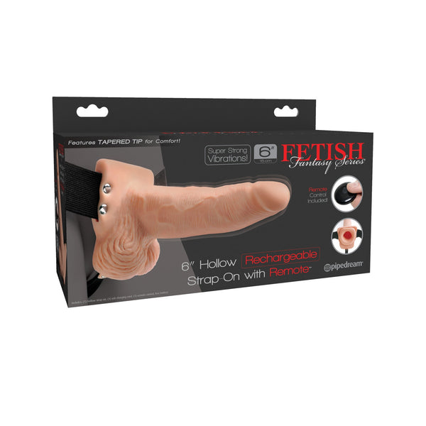 Fetish Fantasy Series 6" Hollow Rechargeable Strap-on With Remote - Flesh