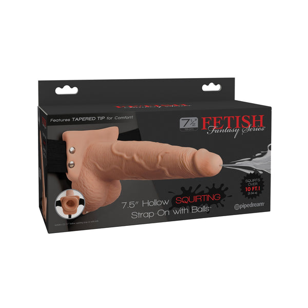 Fetish Fantasy Series 7.5" Hollow Squirting Strap-on With Balls - Flesh