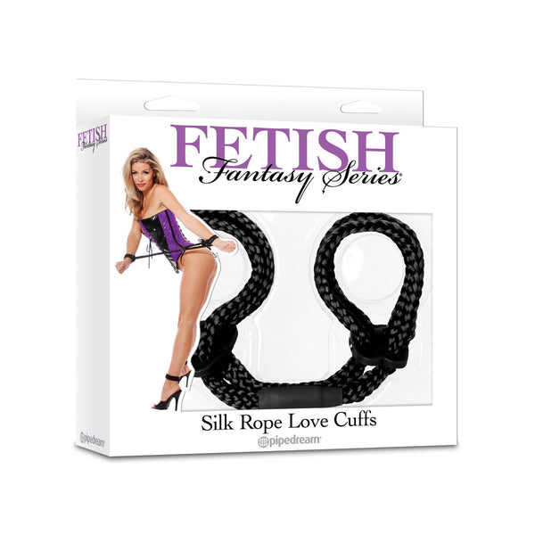 Fetish Fantasy Series Silk Rope Love Cuffs - Black