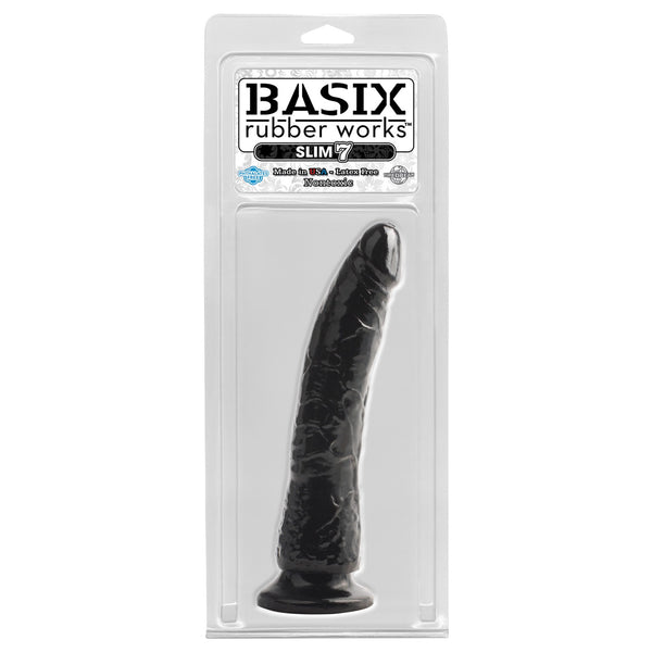 Basix Rubber Works - Slim 7 Inch With Suction Cup - Black