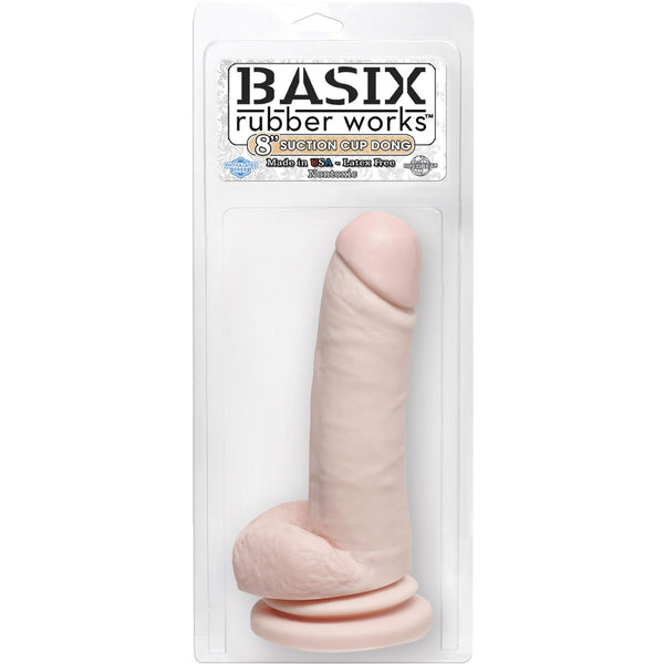 Basix Rubber Works 8 Inch Dong With Suction Cup -  Flesh