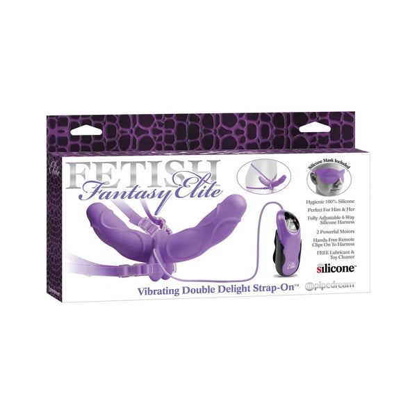 Fetish Fantasy Elite Vibrating Double Delight Strap-on - Purple