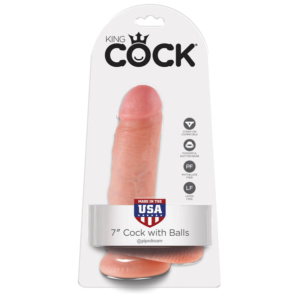 King Cock 7-Inch Cock With Balls - Flesh