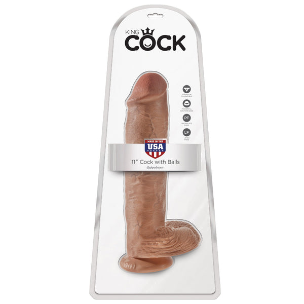 King Cock  11" Cock With Balls - Tan