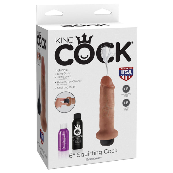 King Cock 6" Squirting Cock - Tan