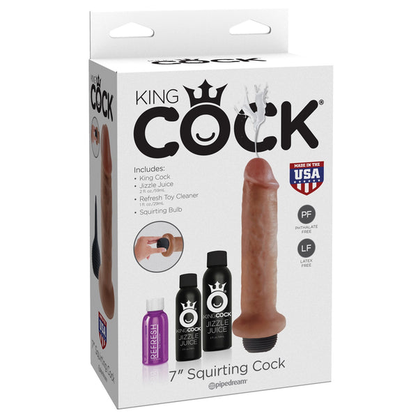 King Cock 7" Squirting Cock - Tan