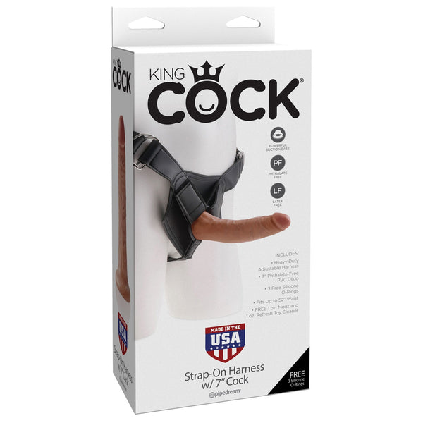 King Cock Strap-on Harness With 7" Cock - Tan